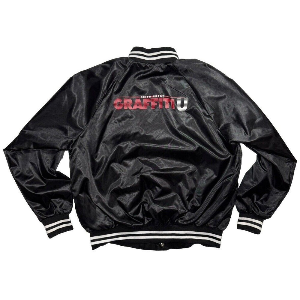 Keith Urban VIP Graffiti U Adult Unisex Sz Large Black Bomber Jacket